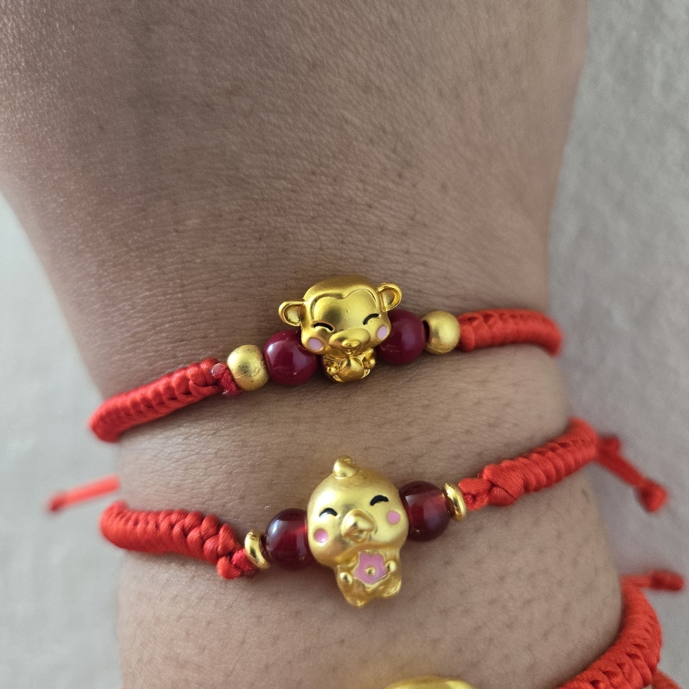 ππ Red and Gold Chinese Zodiac Lucky Charm Bracelet - Picture 5 of 15